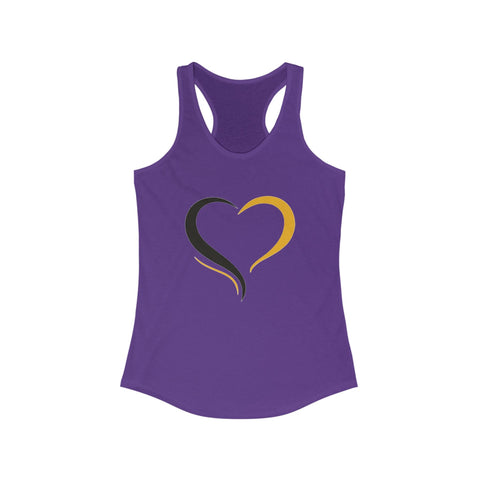 Women's Racerback Tank | Black and Yellow Heart Hip Length Tank Top with Tearaway Label Shirt Tank Top - YinzerShop
