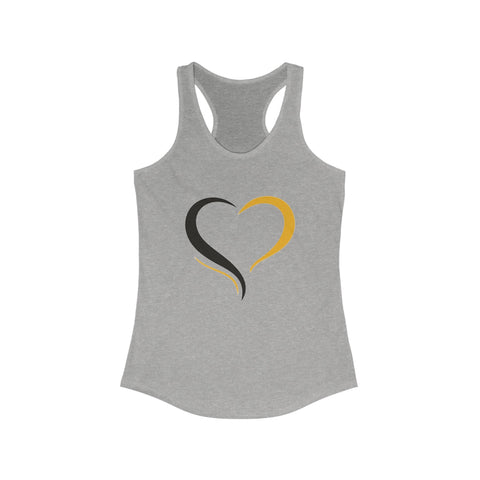 Women's Racerback Tank | Black and Yellow Heart Hip Length Tank Top with Tearaway Label Shirt Tank Top - YinzerShop