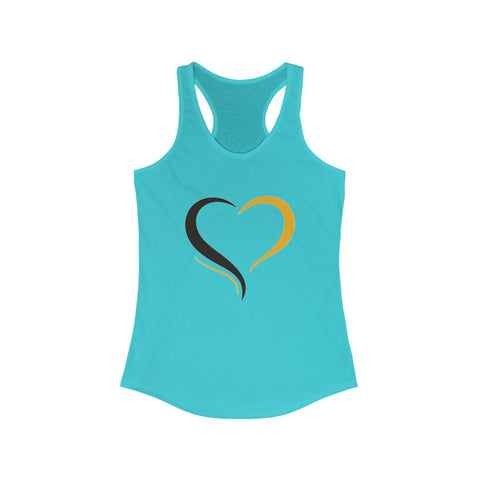 Women's Racerback Tank | Black and Yellow Heart Hip Length Tank Top with Tearaway Label Shirt Tank Top - YinzerShop