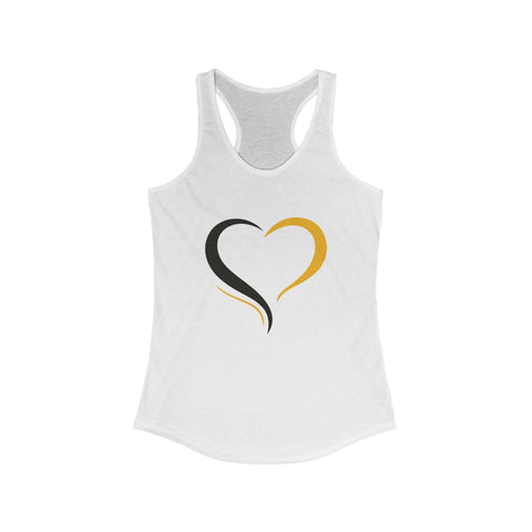 Women's Racerback Tank | Black and Yellow Heart Hip Length Tank Top with Tearaway Label Shirt Tank Top - YinzerShop