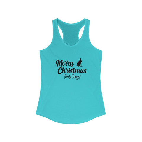 Women's Racerback Tank - Merry Christmas Yinz Fitted Cotton Tank Top for Summer Layering Tank Top - YinzerShop