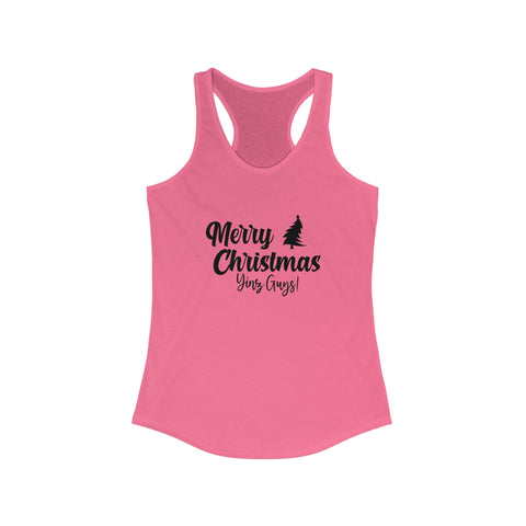 Women's Racerback Tank - Merry Christmas Yinz Fitted Cotton Tank Top for Summer Layering Tank Top - YinzerShop