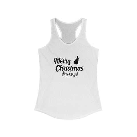 Women's Racerback Tank - Merry Christmas Yinz Fitted Cotton Tank Top for Summer Layering Tank Top - YinzerShop