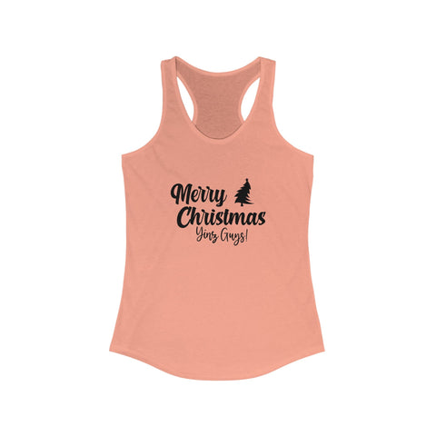 Women's Racerback Tank - Merry Christmas Yinz Fitted Cotton Tank Top for Summer Layering Tank Top - YinzerShop