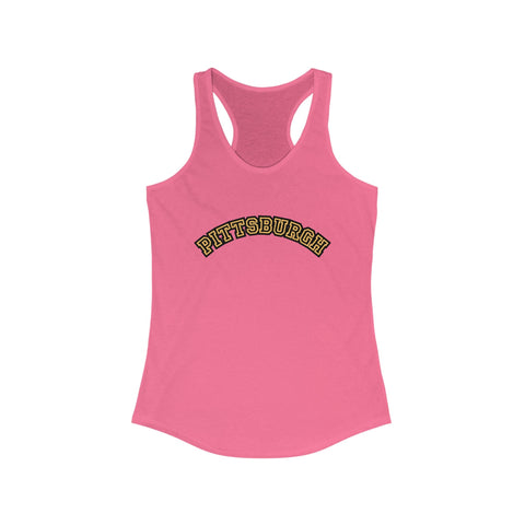 Women's Racerback Tank - Pittsburgh Block Letters | Lightweight Cotton Polyester Blend Tank Top - YinzerShop