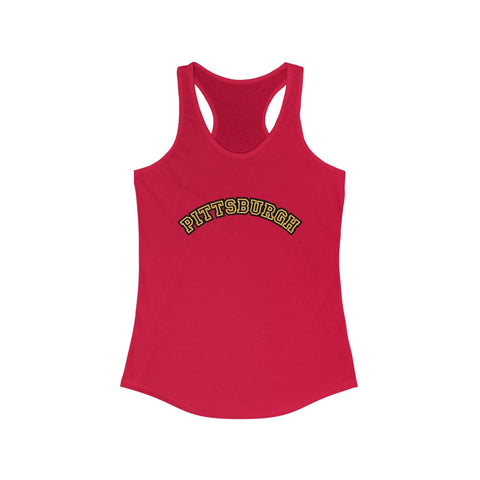 Women's Racerback Tank - Pittsburgh Block Letters | Lightweight Cotton Polyester Blend Tank Top - YinzerShop