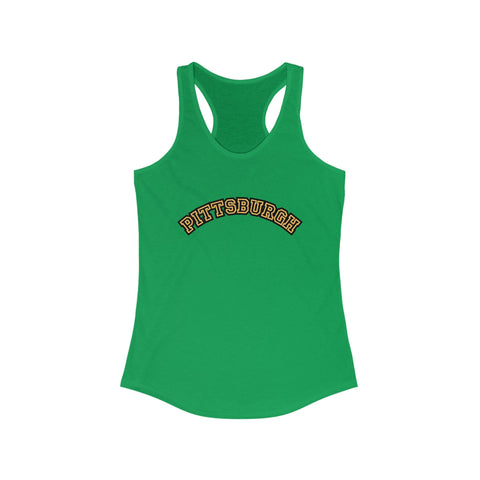 Women's Racerback Tank - Pittsburgh Block Letters | Lightweight Cotton Polyester Blend Tank Top - YinzerShop