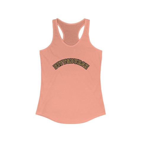 Women's Racerback Tank - Pittsburgh Block Letters | Lightweight Cotton Polyester Blend Tank Top - YinzerShop