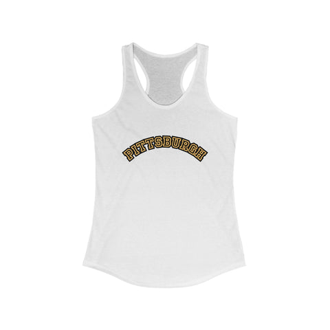 Women's Racerback Tank - Pittsburgh Block Letters | Lightweight Cotton Polyester Blend Tank Top - YinzerShop