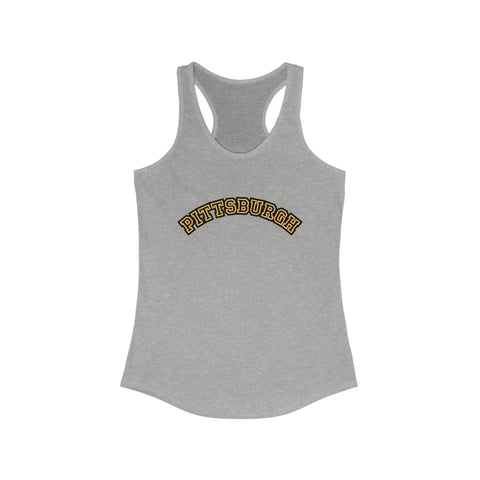 Women's Racerback Tank - Pittsburgh Block Letters | Lightweight Cotton Polyester Blend Tank Top - YinzerShop