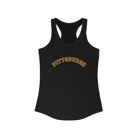 Women's Racerback Tank - Pittsburgh Block Letters | Lightweight Cotton Polyester Blend Tank Top - YinzerShop