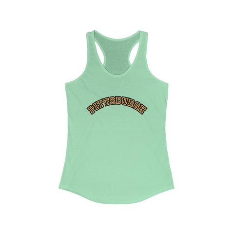 Women's Racerback Tank - Pittsburgh Block Letters | Lightweight Cotton Polyester Blend Tank Top - YinzerShop