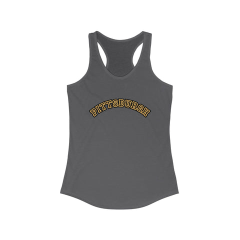 Women's Racerback Tank - Pittsburgh Block Letters | Lightweight Cotton Polyester Blend Tank Top - YinzerShop
