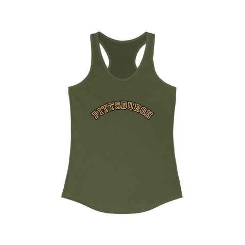 Women's Racerback Tank - Pittsburgh Block Letters | Lightweight Cotton Polyester Blend Tank Top - YinzerShop