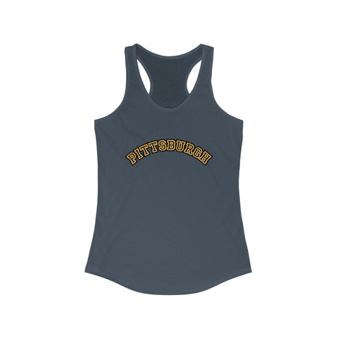 Women's Racerback Tank - Pittsburgh Block Letters | Lightweight Cotton Polyester Blend Tank Top - YinzerShop