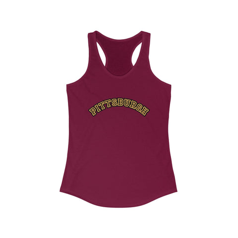 Women's Racerback Tank - Pittsburgh Block Letters | Lightweight Cotton Polyester Blend Tank Top - YinzerShop
