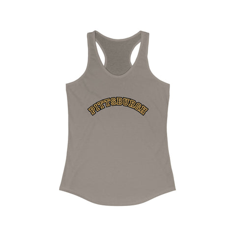 Women's Racerback Tank - Pittsburgh Block Letters | Lightweight Cotton Polyester Blend Tank Top - YinzerShop