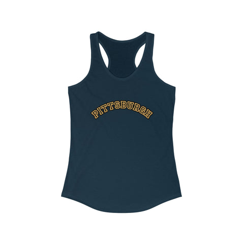 Women's Racerback Tank - Pittsburgh Block Letters | Lightweight Cotton Polyester Blend Tank Top - YinzerShop