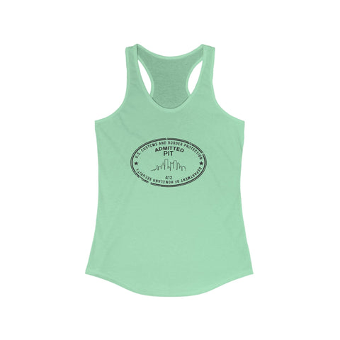 Women's Racerback Tank - Pittsburgh Border Stamp | Fitted Cotton Polyester Blend Top Tank Top - YinzerShop