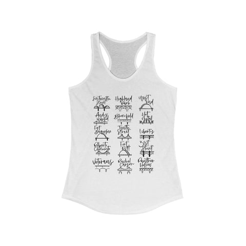 Women's Racerback Tank - Pittsburgh Bridges Doodle Lightweight Cotton Polyester Blend Top Tank Top - YinzerShop
