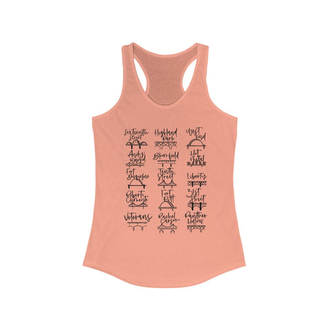 Women's Racerback Tank - Pittsburgh Bridges Doodle Lightweight Cotton Polyester Blend Top Tank Top - YinzerShop