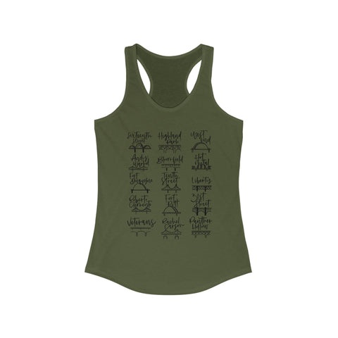 Women's Racerback Tank - Pittsburgh Bridges Doodle Lightweight Cotton Polyester Blend Top Tank Top - YinzerShop