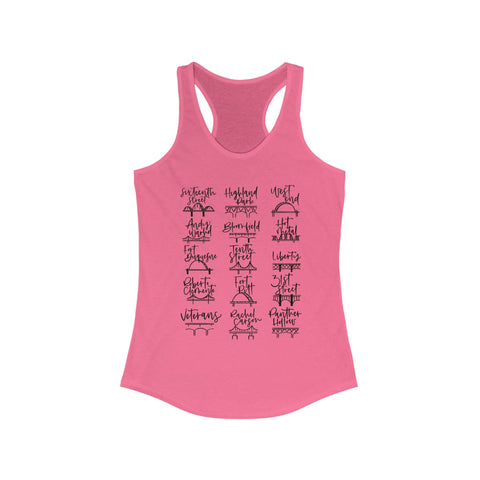 Women's Racerback Tank - Pittsburgh Bridges Doodle Lightweight Cotton Polyester Blend Top Tank Top - YinzerShop
