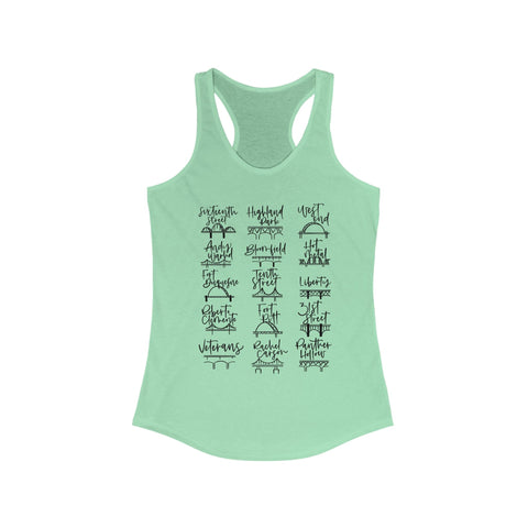Women's Racerback Tank - Pittsburgh Bridges Doodle Lightweight Cotton Polyester Blend Top Tank Top - YinzerShop