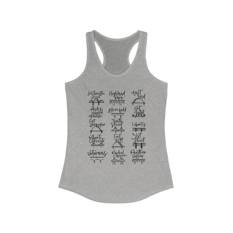 Women's Racerback Tank - Pittsburgh Bridges Doodle Lightweight Cotton Polyester Blend Top Tank Top - YinzerShop