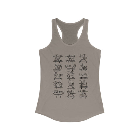 Women's Racerback Tank - Pittsburgh Bridges Doodle Lightweight Cotton Polyester Blend Top Tank Top - YinzerShop