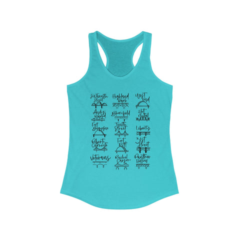 Women's Racerback Tank - Pittsburgh Bridges Doodle Lightweight Cotton Polyester Blend Top Tank Top - YinzerShop