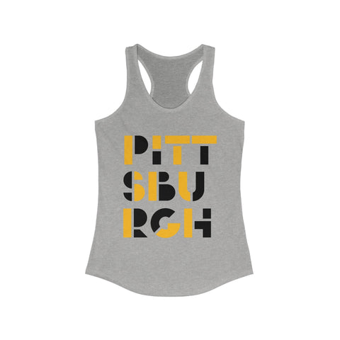 Women's Racerback Tank - Pittsburgh City Art Fitted Lightweight Cotton Polyester Blend Tank Top - YinzerShop