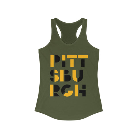 Women's Racerback Tank - Pittsburgh City Art Fitted Lightweight Cotton Polyester Blend Tank Top - YinzerShop