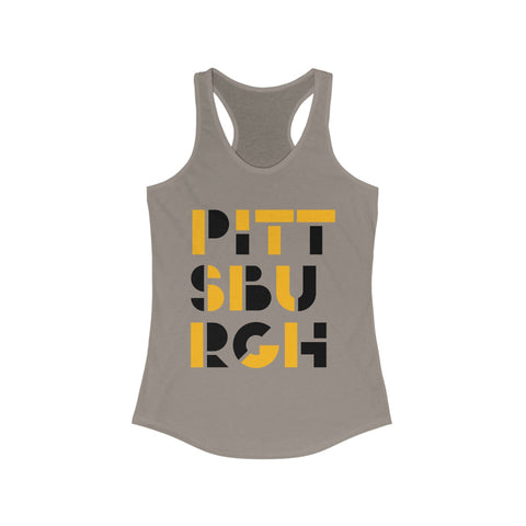 Women's Racerback Tank - Pittsburgh City Art Fitted Lightweight Cotton Polyester Blend Tank Top - YinzerShop