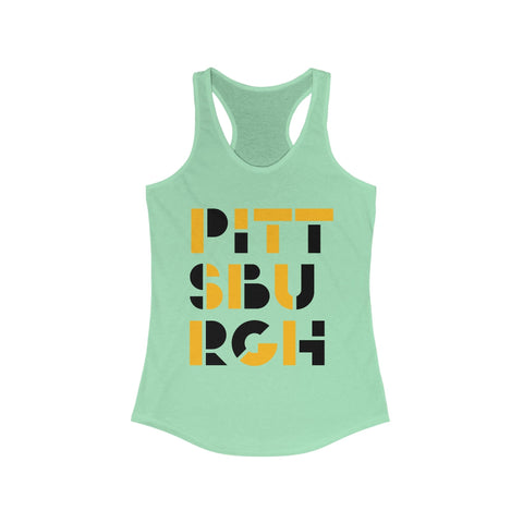 Women's Racerback Tank - Pittsburgh City Art Fitted Lightweight Cotton Polyester Blend Tank Top - YinzerShop