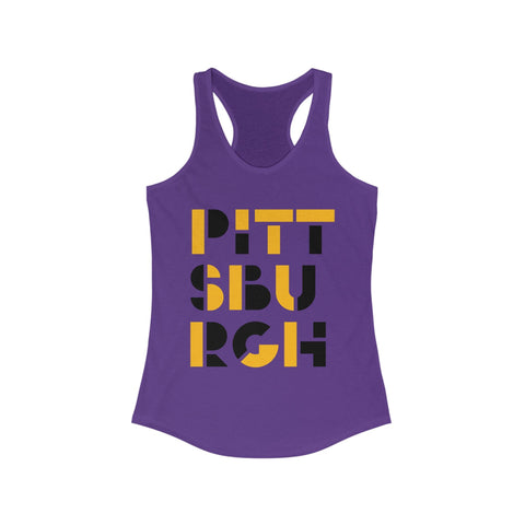 Women's Racerback Tank - Pittsburgh City Art Fitted Lightweight Cotton Polyester Blend Tank Top - YinzerShop