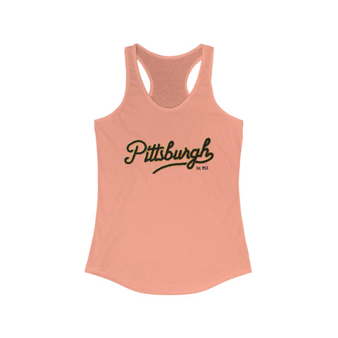 Women's Racerback Tank - Pittsburgh Faux Embroidery Fitted Lightweight Workout Top Tank Top - YinzerShop