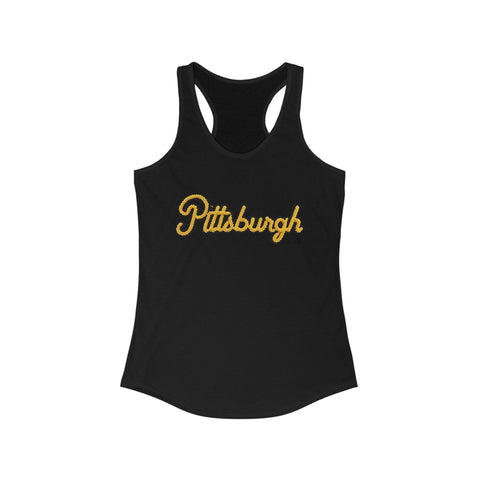 Women's Racerback Tank - Pittsburgh Faux Embroidery Fitted Lightweight Workout Top Tank Top - YinzerShop