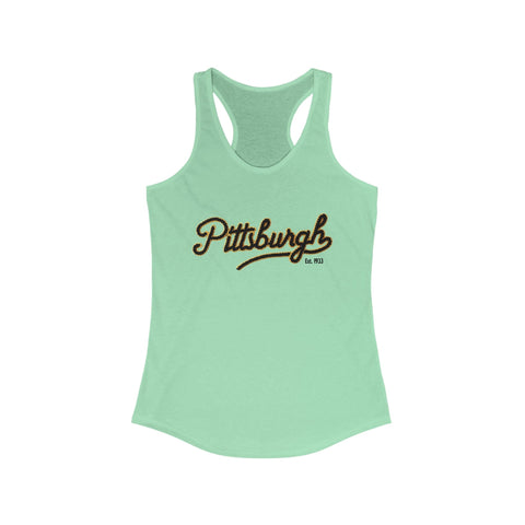 Women's Racerback Tank - Pittsburgh Faux Embroidery Fitted Lightweight Workout Top Tank Top - YinzerShop