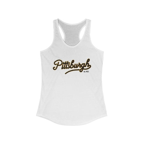 Women's Racerback Tank - Pittsburgh Faux Embroidery Fitted Lightweight Workout Top Tank Top - YinzerShop