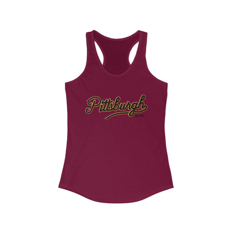 Women's Racerback Tank - Pittsburgh Faux Embroidery Fitted Lightweight Workout Top Tank Top - YinzerShop