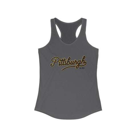 Women's Racerback Tank - Pittsburgh Faux Embroidery Fitted Lightweight Workout Top Tank Top - YinzerShop