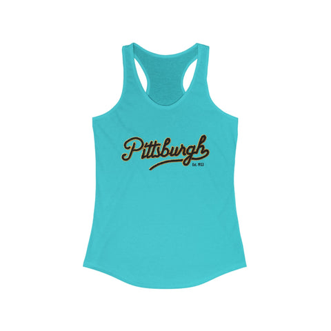 Women's Racerback Tank - Pittsburgh Faux Embroidery Fitted Lightweight Workout Top Tank Top - YinzerShop