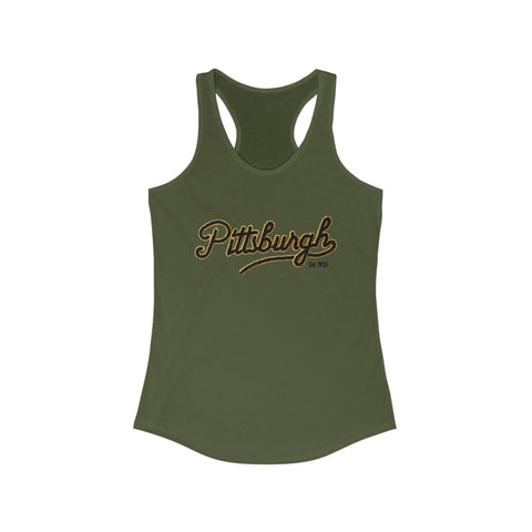 Women's Racerback Tank - Pittsburgh Faux Embroidery Fitted Lightweight Workout Top Tank Top - YinzerShop