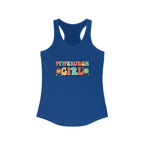 Women's Racerback Tank - Pittsburgh Girl Retro Tang Top, Lightweight Cotton Blend Tank Top - YinzerShop