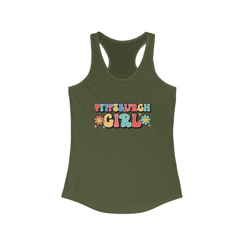 Women's Racerback Tank - Pittsburgh Girl Retro Tang Top, Lightweight Cotton Blend Tank Top - YinzerShop