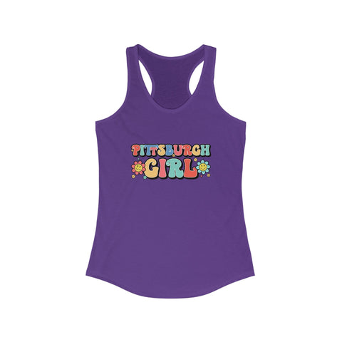 Women's Racerback Tank - Pittsburgh Girl Retro Tang Top, Lightweight Cotton Blend Tank Top - YinzerShop