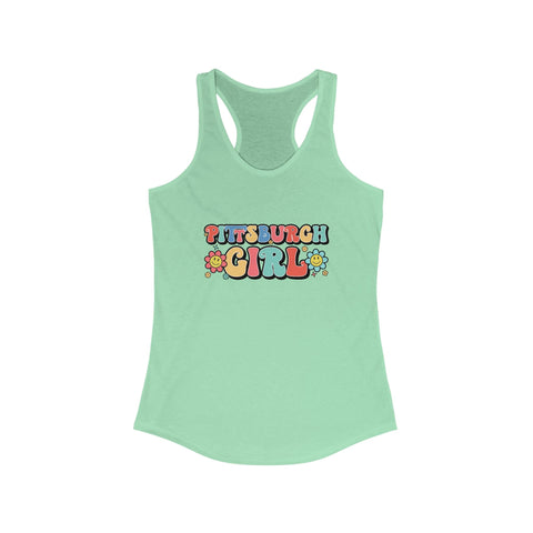 Women's Racerback Tank - Pittsburgh Girl Retro Tang Top, Lightweight Cotton Blend Tank Top - YinzerShop