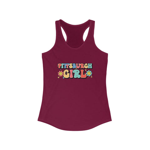 Women's Racerback Tank - Pittsburgh Girl Retro Tang Top, Lightweight Cotton Blend Tank Top - YinzerShop
