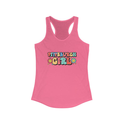Women's Racerback Tank - Pittsburgh Girl Retro Tang Top, Lightweight Cotton Blend Tank Top - YinzerShop